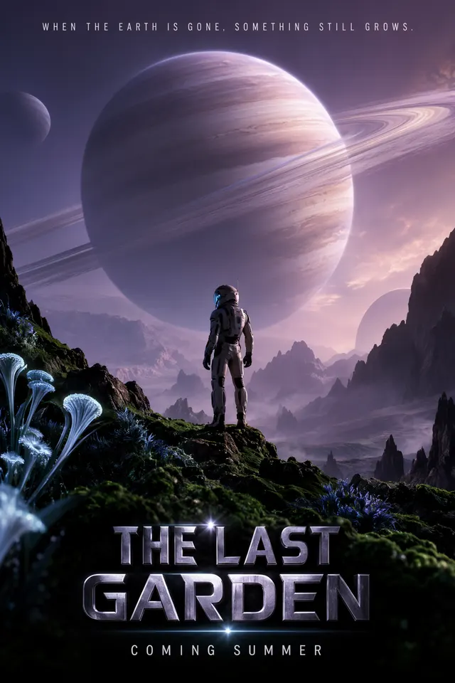 Sci-fi movie poster with title and tagline, Made with Moss Image