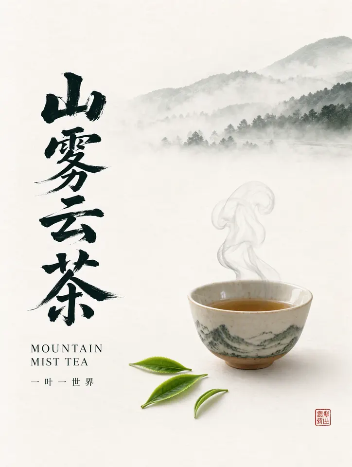 Chinese tea brand poster, Made with Moss Image